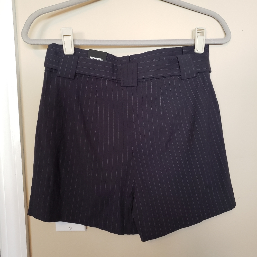 Express Navy Highrise Pin Stripe Shorts - Picture 6 of 8